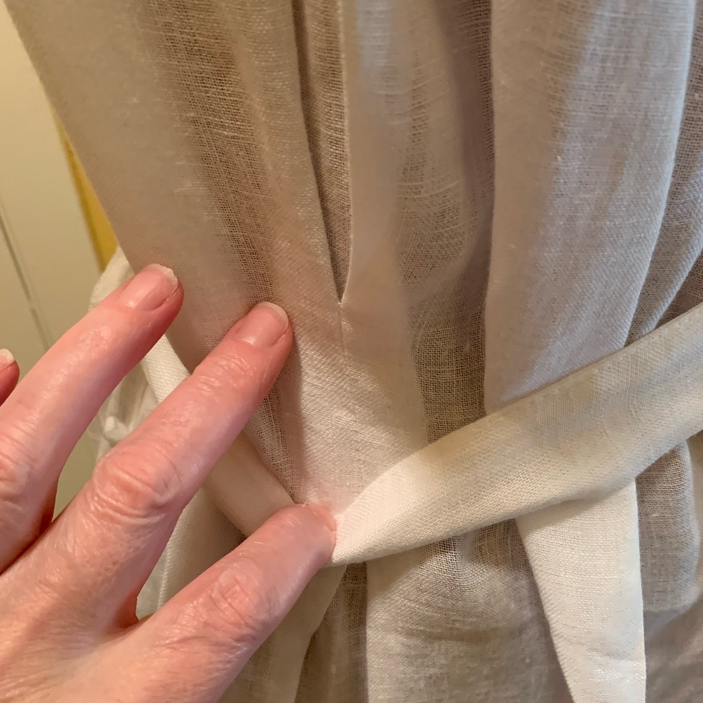 White Linen Sundress with Belt and Button detail - Picture 8 of 11